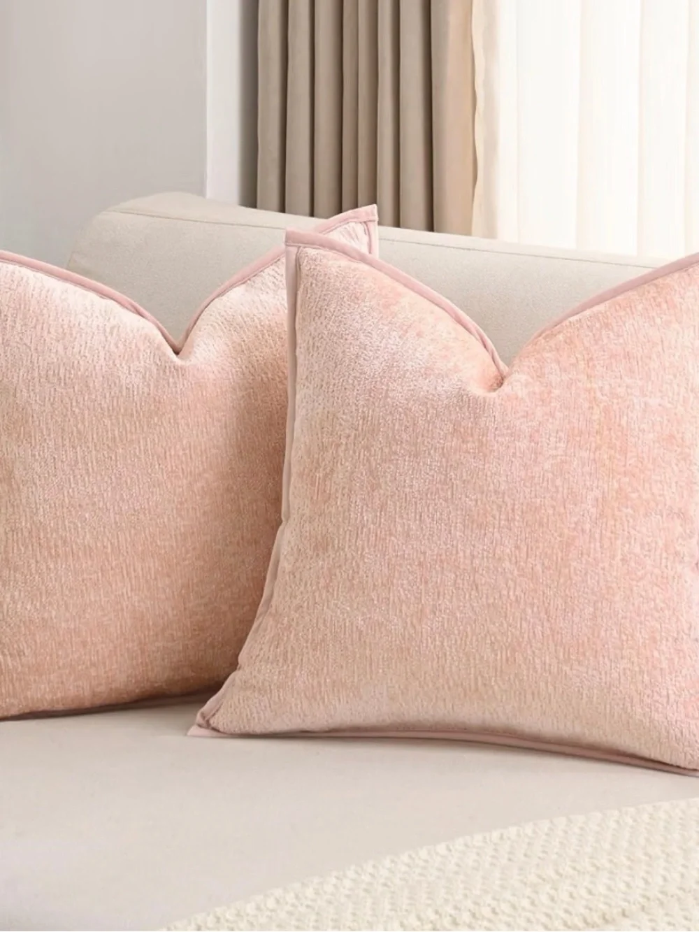 Pink Chenille Throw Pillow Covers -18x18inch